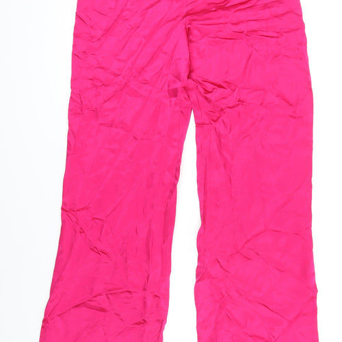 Zara Womens Pink Viscose Trousers Size L L31 in Regular Zip