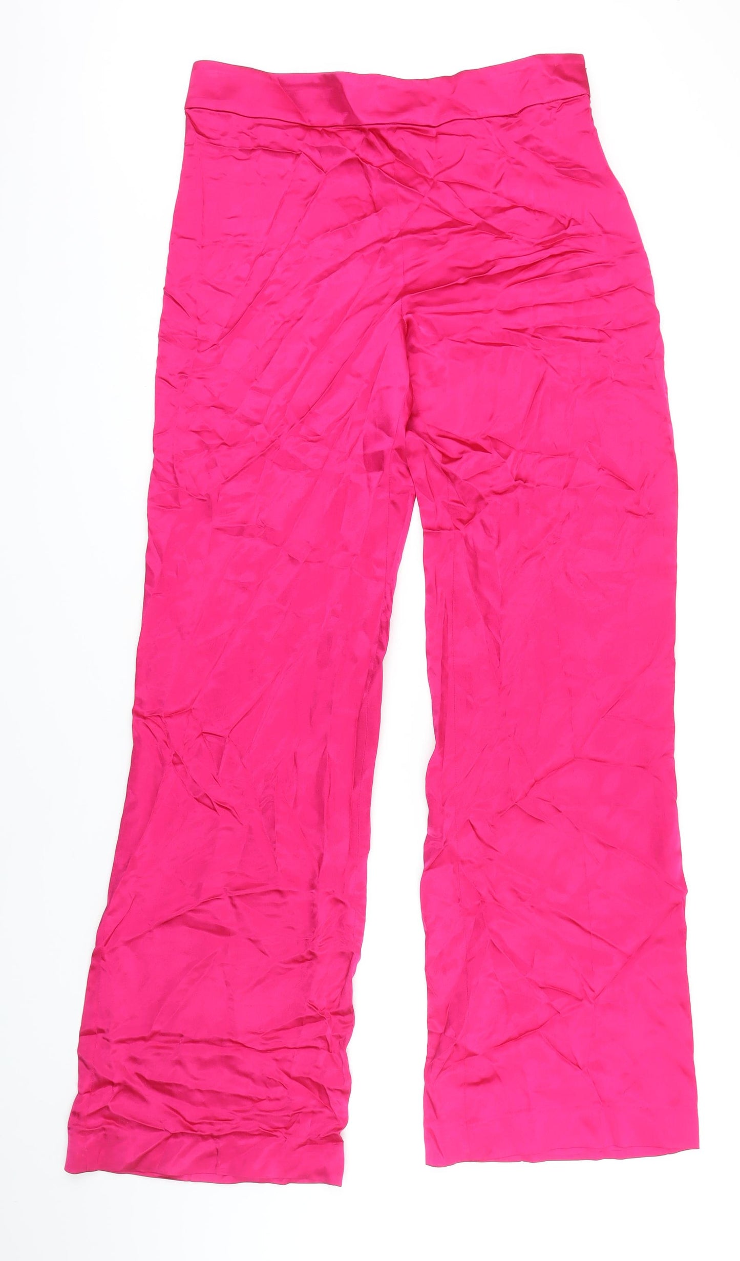 Zara Womens Pink Viscose Trousers Size L L31 in Regular Zip