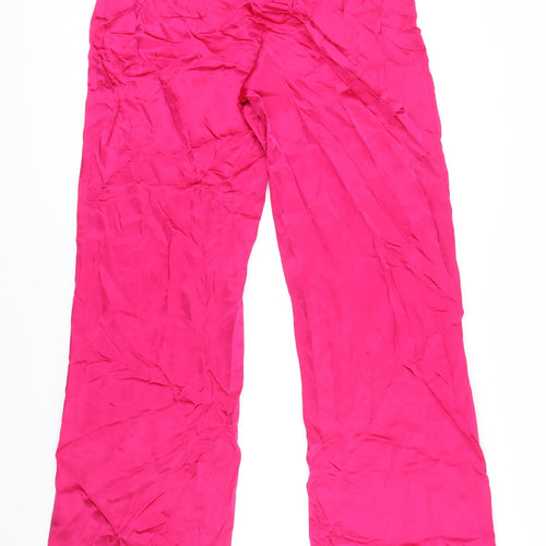 Zara Womens Pink Viscose Trousers Size L L31 in Regular Zip