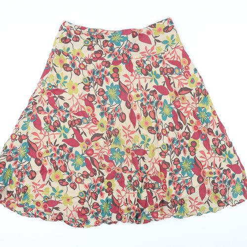 Great plains Womens Multicoloured Floral Cotton A-Line Skirt Size 8 Zip