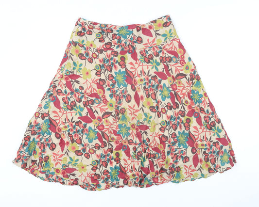 Great plains Womens Multicoloured Floral Cotton A-Line Skirt Size 8 Zip