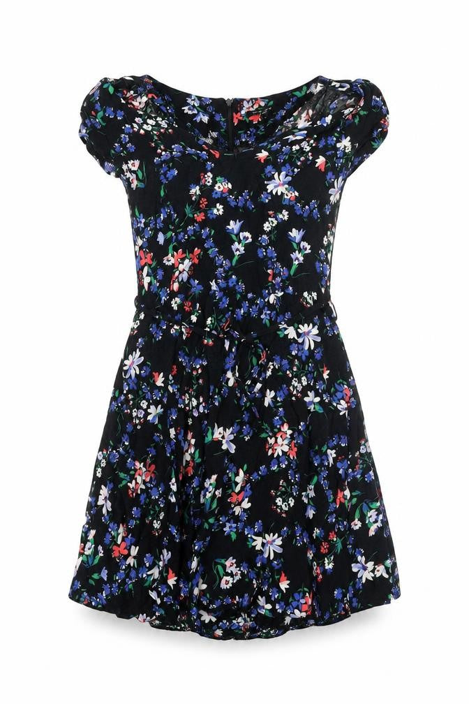 New Look Womens Multicoloured Floral Viscose A-Line Size 8 Boat Neck