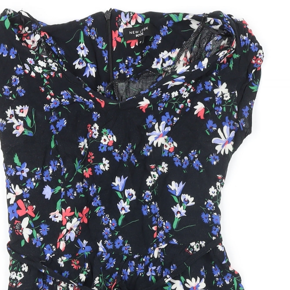 New Look Womens Multicoloured Floral Viscose A-Line Size 8 Boat Neck