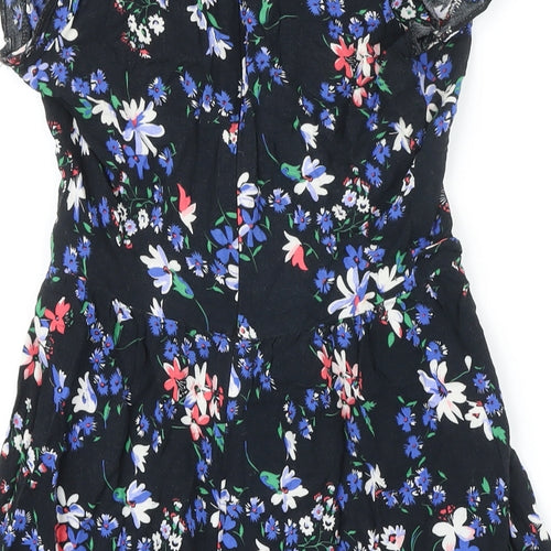 New Look Womens Multicoloured Floral Viscose A-Line Size 8 Boat Neck