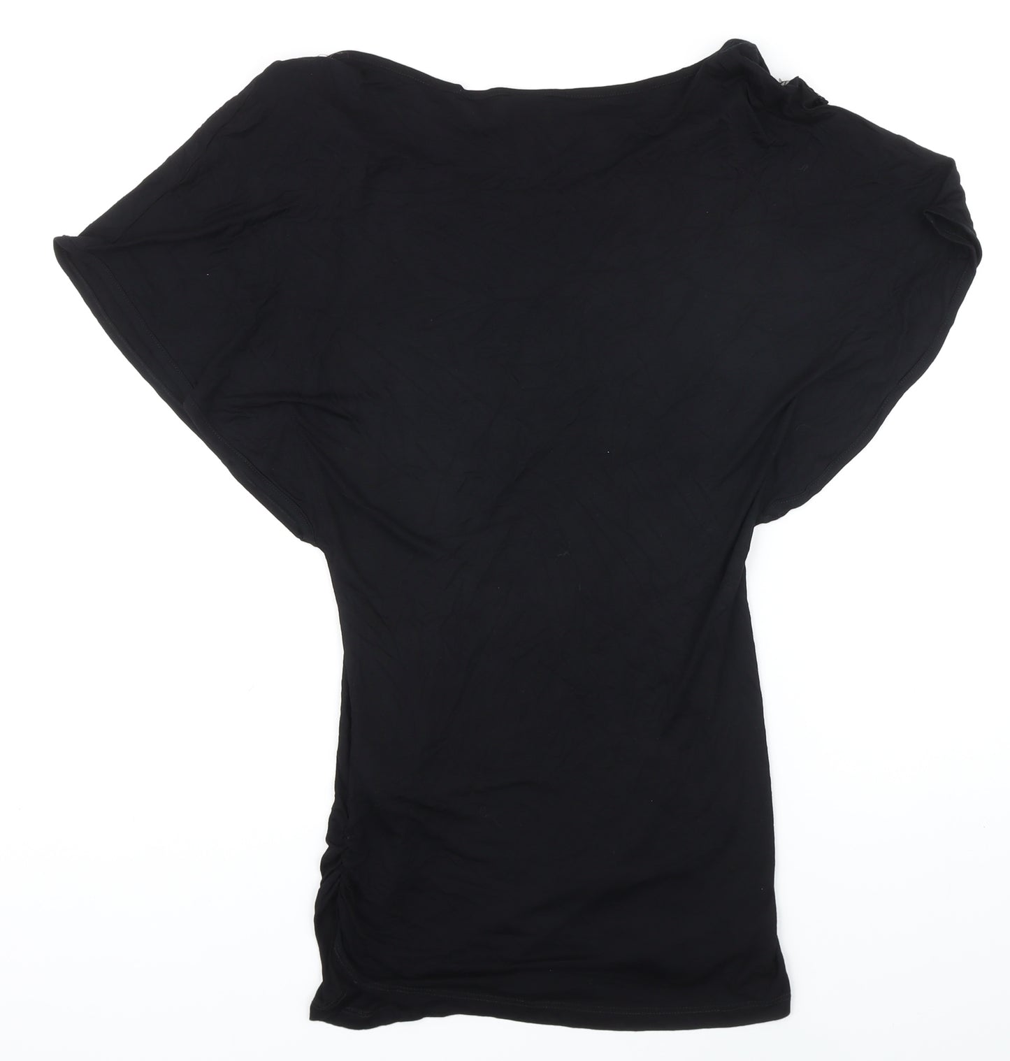 Vera Moda Womens Black Polyester Basic T-Shirt Size M Boat Neck - Sequined neckline