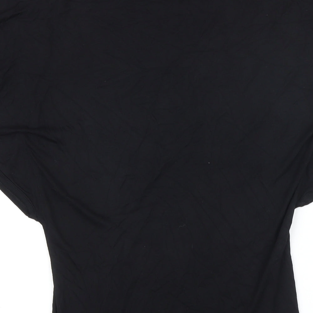 Vera Moda Womens Black Polyester Basic T-Shirt Size M Boat Neck - Sequined neckline