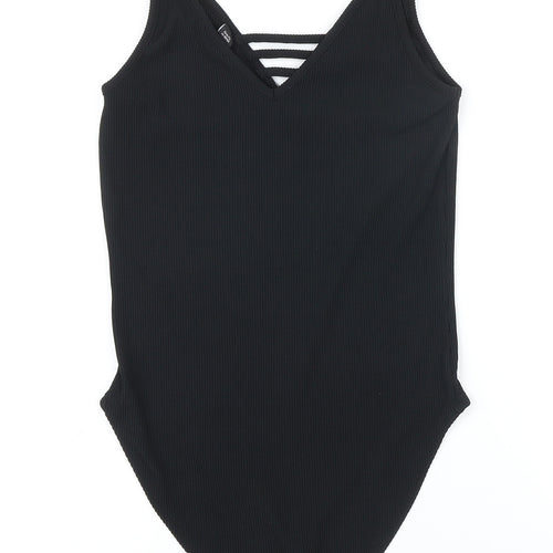 New Look Womens Black Polyester Bodysuit One-Piece Size 14 Snap