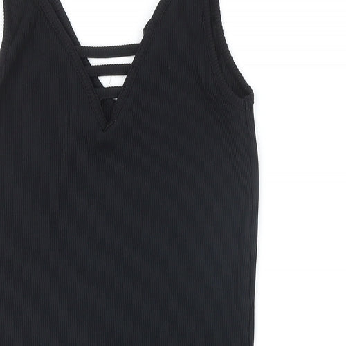 New Look Womens Black Polyester Bodysuit One-Piece Size 14 Snap