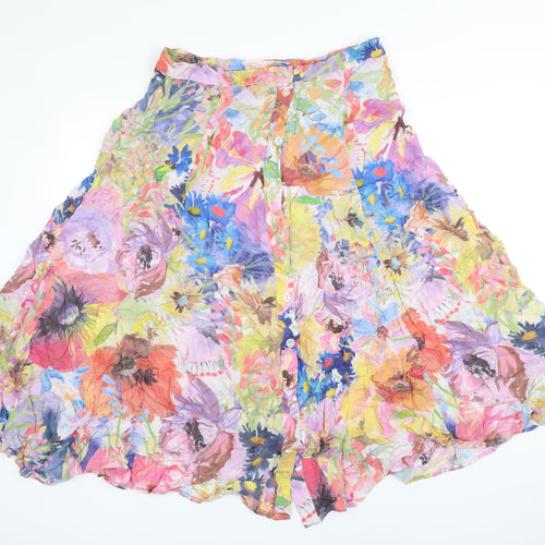 H&M Womens Multicoloured Floral Viscose A-Line Skirt Size 16 Zip