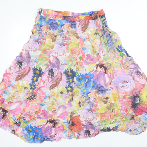 H&M Womens Multicoloured Floral Viscose A-Line Skirt Size 16 Zip