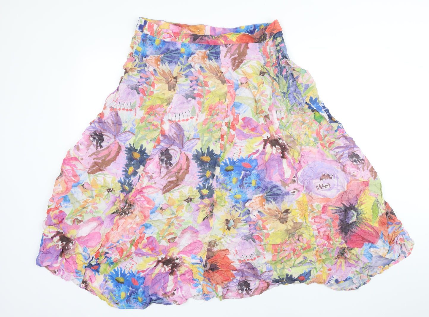 H&M Womens Multicoloured Floral Viscose A-Line Skirt Size 16 Zip