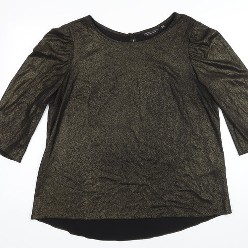 Dorothy Perkins Womens Gold Polyester Tunic Blouse Size 16 Boat Neck