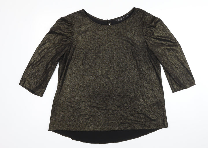 Dorothy Perkins Womens Gold Polyester Tunic Blouse Size 16 Boat Neck