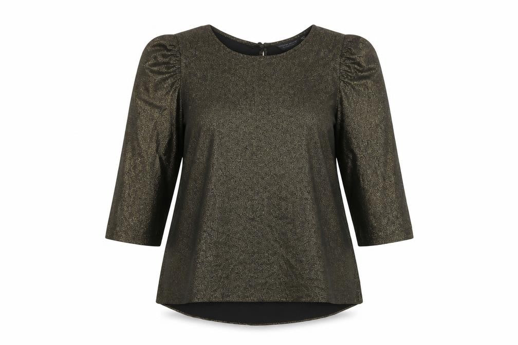 Dorothy Perkins Womens Gold Polyester Tunic Blouse Size 16 Boat Neck
