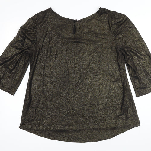 Dorothy Perkins Womens Gold Polyester Tunic Blouse Size 16 Boat Neck