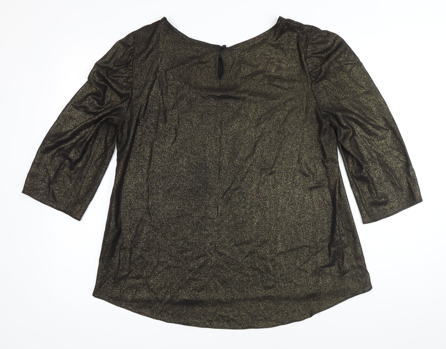 Dorothy Perkins Womens Gold Polyester Tunic Blouse Size 16 Boat Neck