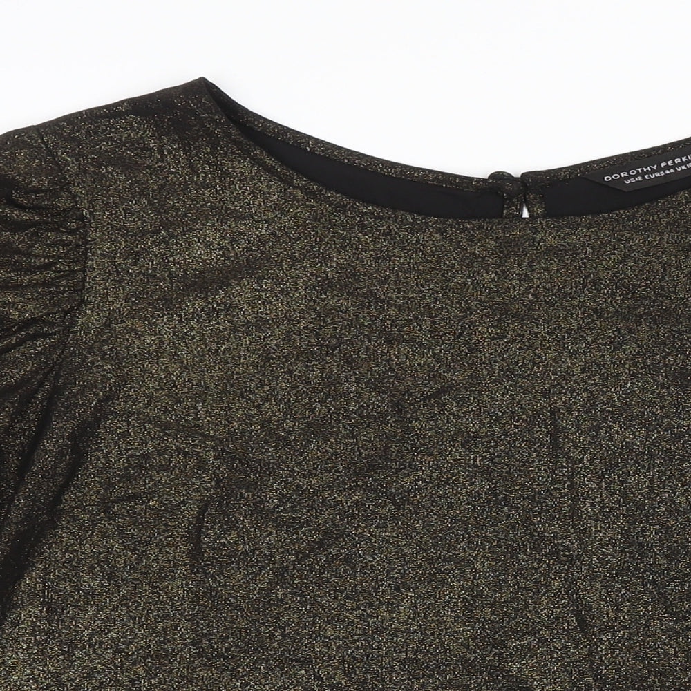Dorothy Perkins Womens Gold Polyester Tunic Blouse Size 16 Boat Neck