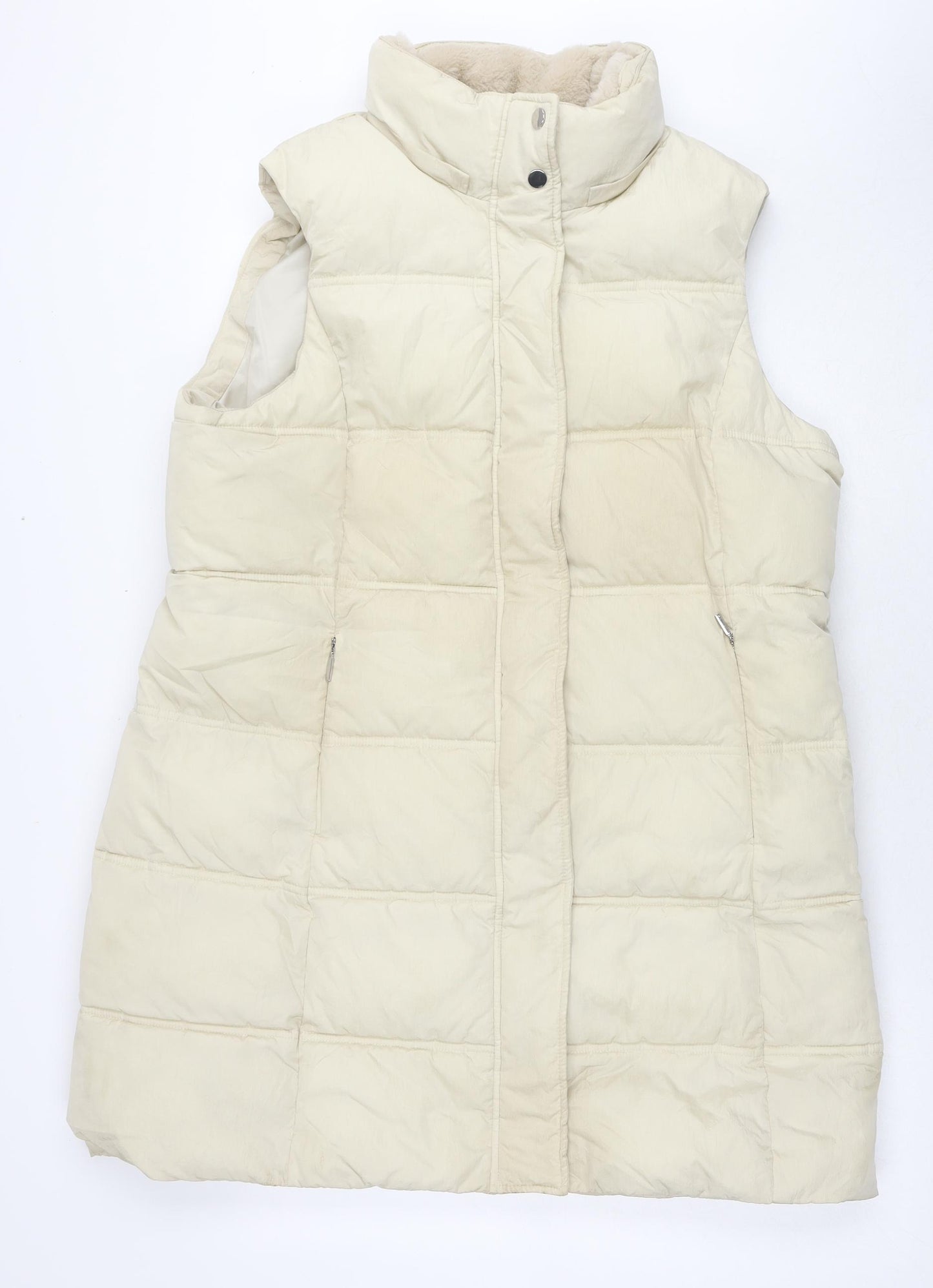 Marks and Spencer Womens Beige Gilet Waistcoat Size 16 Zip