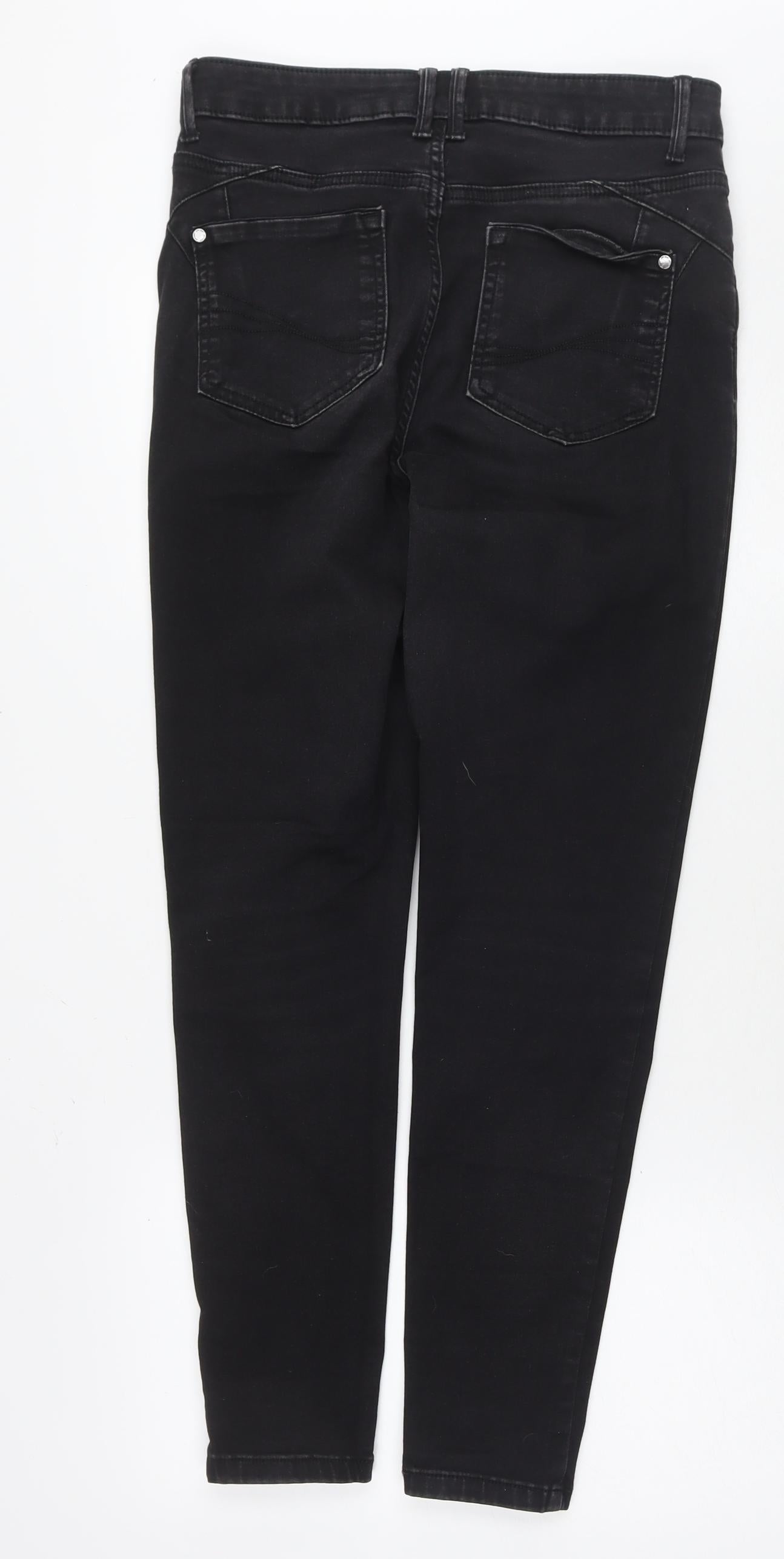 Per Una Womens Black Cotton Skinny Jeans Size 12 L27 in Regular Zip