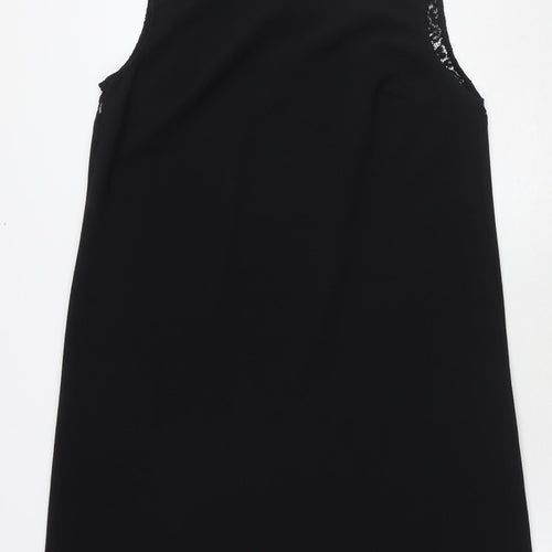 NEXT Womens Black Polyester Tank Dress Size 14 Collared Button - Lace Detail
