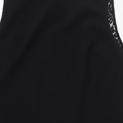 NEXT Womens Black Polyester Tank Dress Size 14 Collared Button - Lace Detail
