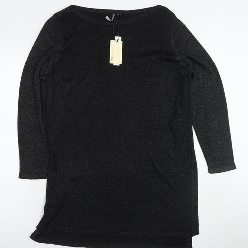 Capsule Womens Black Round Neck Viscose Tunic Jumper Size 16 - Glitter Detail