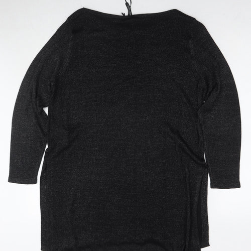 Capsule Womens Black Round Neck Viscose Tunic Jumper Size 16 - Glitter Detail