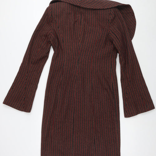 Topshop Womens Red Striped Overcoat Coat Size 10 Button