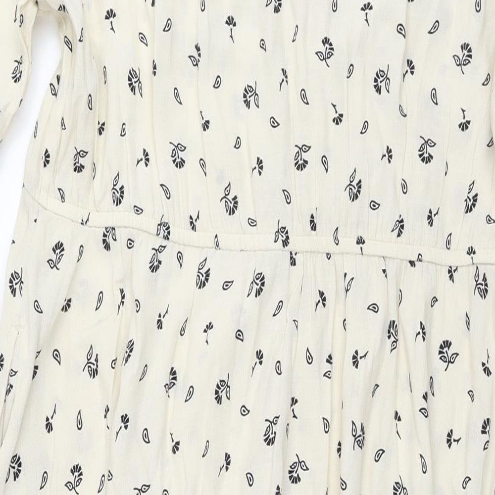 Per Una Womens Ivory Geometric Viscose Maxi Size 16 V-Neck Pullover