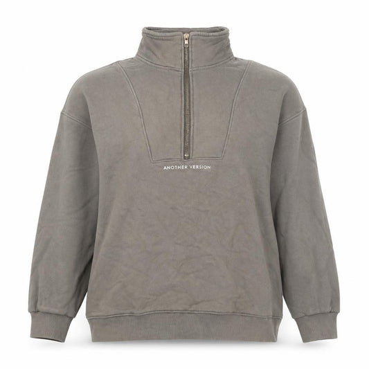 Front view of Another Version women’s green cotton pullover sweatshirt, size M, pullover - logo