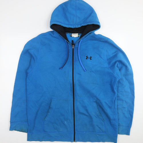 Under armour Mens Blue Cotton Full Zip Hoodie Size XL