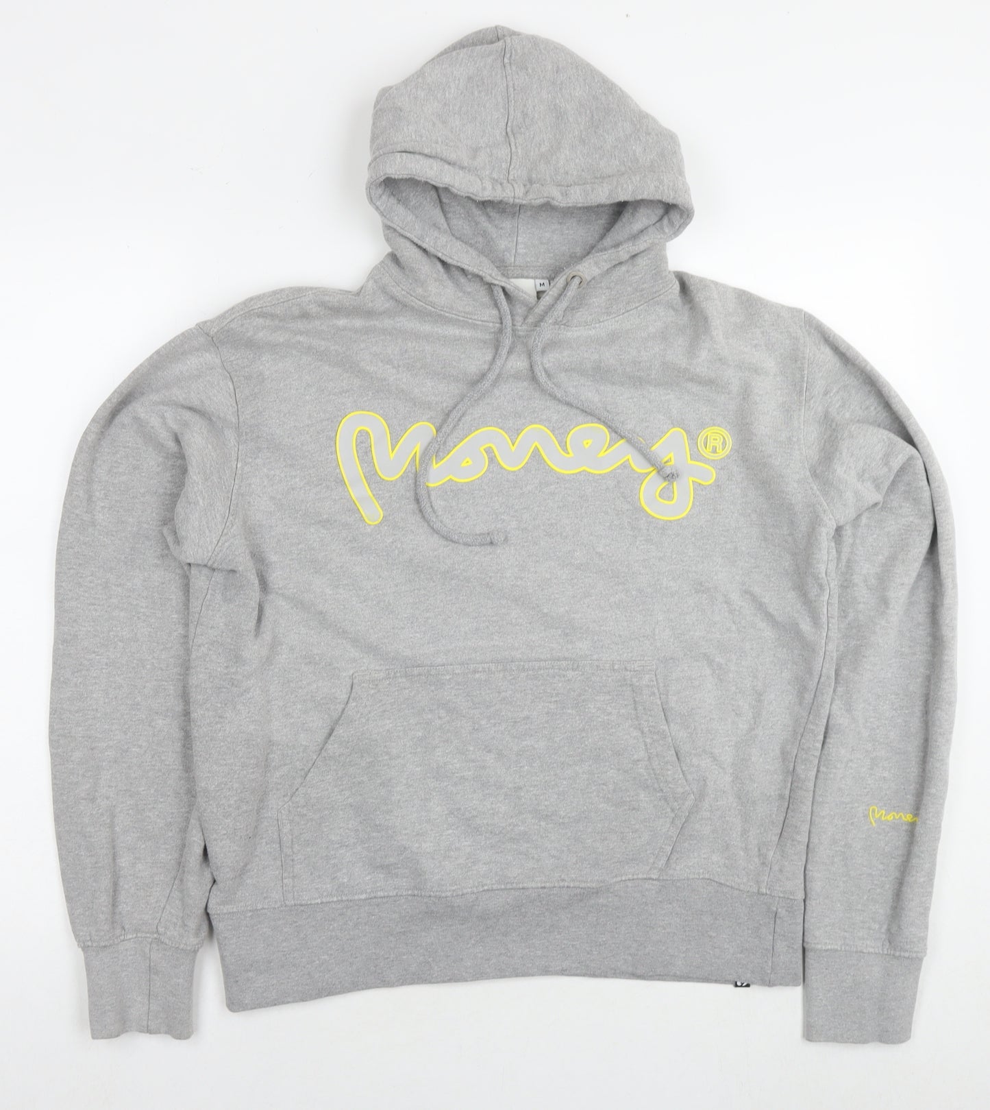 Money Mens Grey Cotton Pullover Hoodie Size M