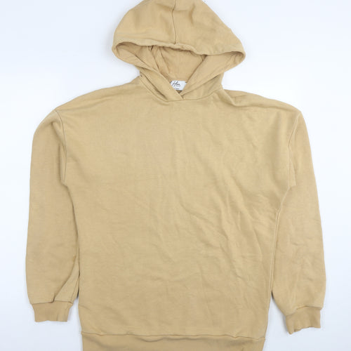 Hass Mens Beige Cotton Pullover Hoodie Size S