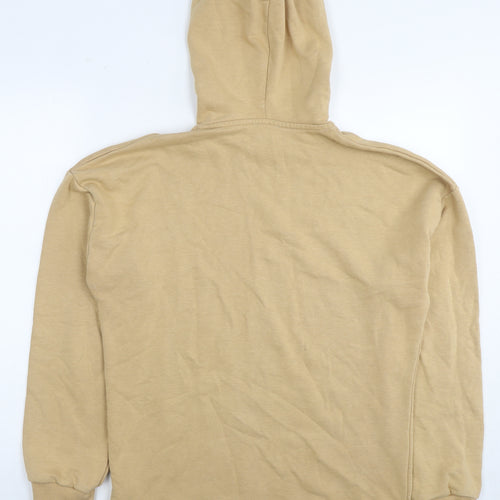 Hass Mens Beige Cotton Pullover Hoodie Size S