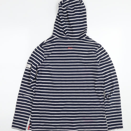 Joules Womens Blue Striped Cotton Pullover Hoodie Size 10 Pullover