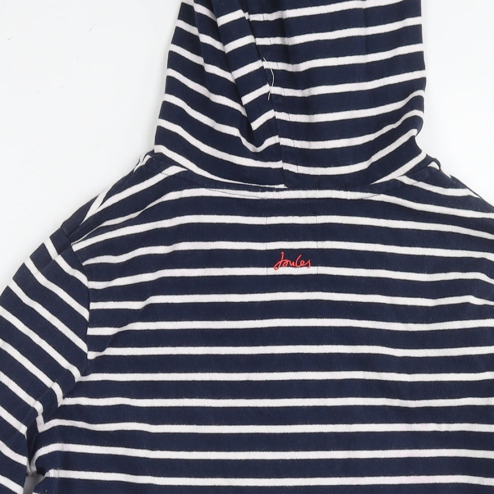 Joules Womens Blue Striped Cotton Pullover Hoodie Size 10 Pullover