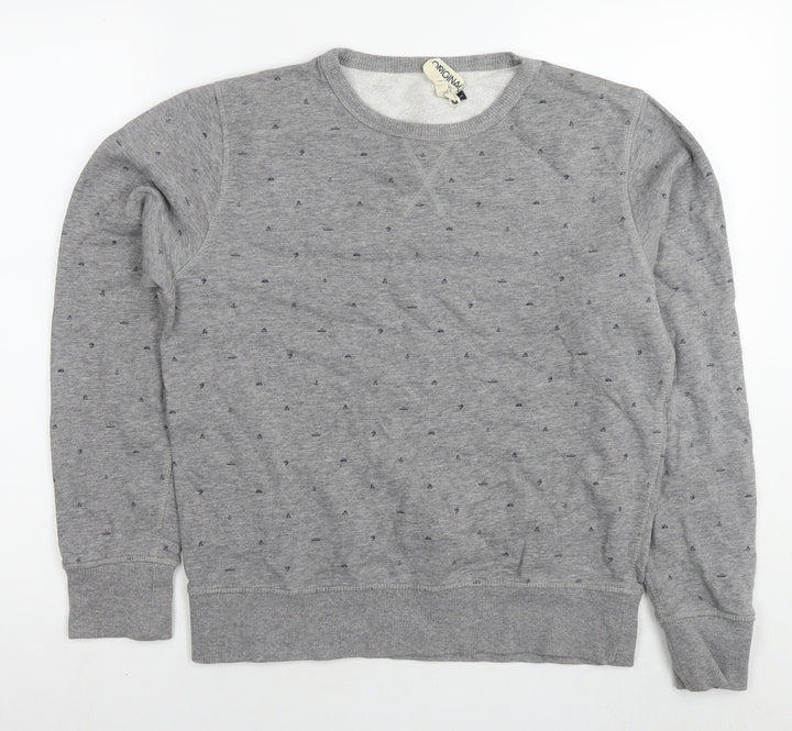 Jack Wills Womens Grey Geometric Cotton Pullover Sweatshirt Size S Pullover