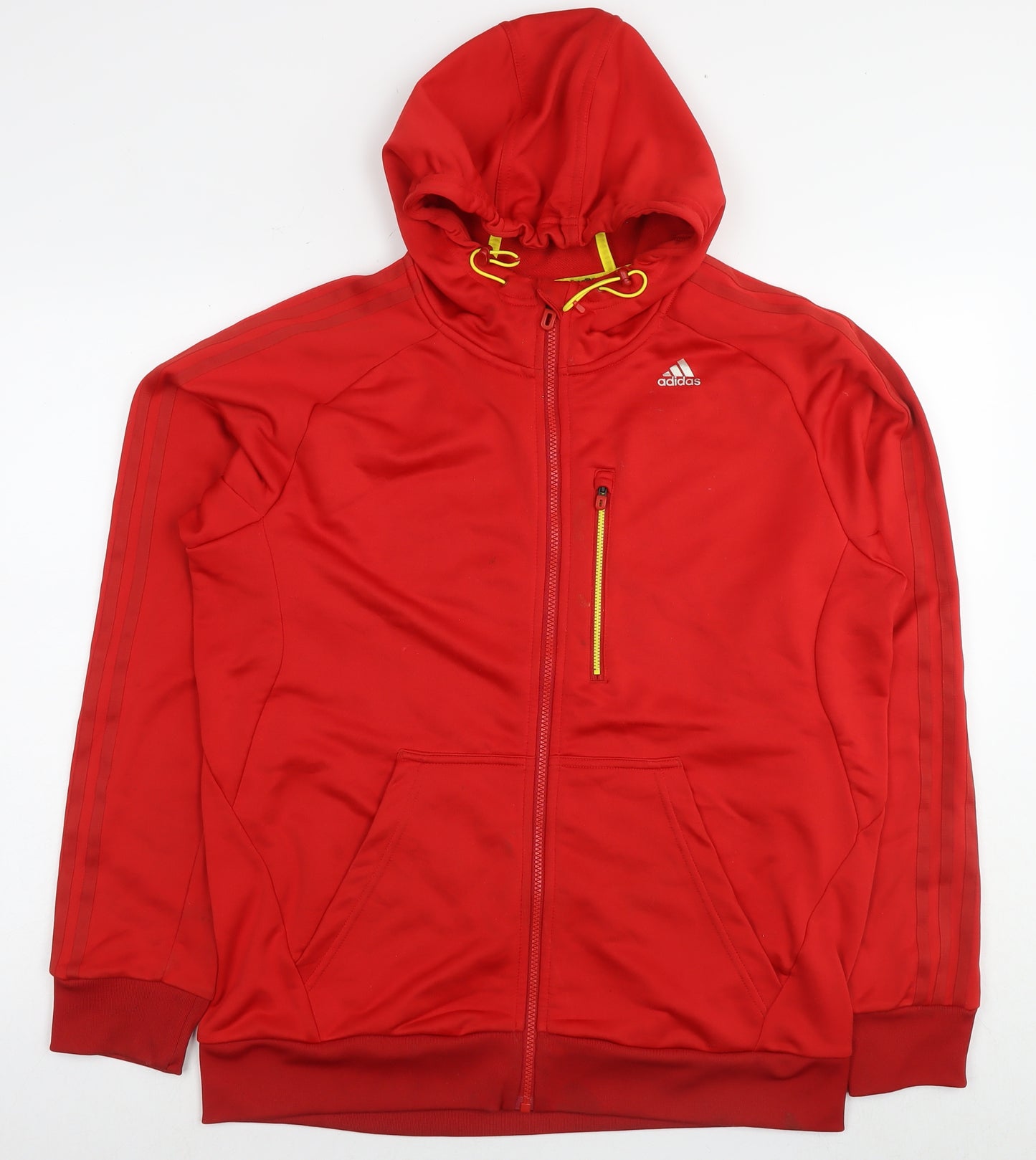 adidas Mens Red Polyester Full Zip Hoodie Size L