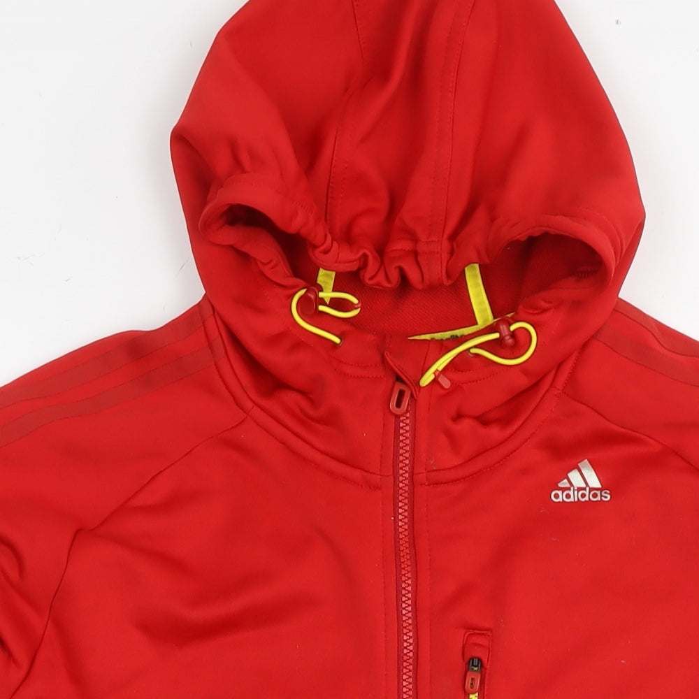 adidas Mens Red Polyester Full Zip Hoodie Size L