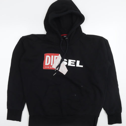 Diesel Mens Black Cotton Pullover Hoodie Size S - Logo