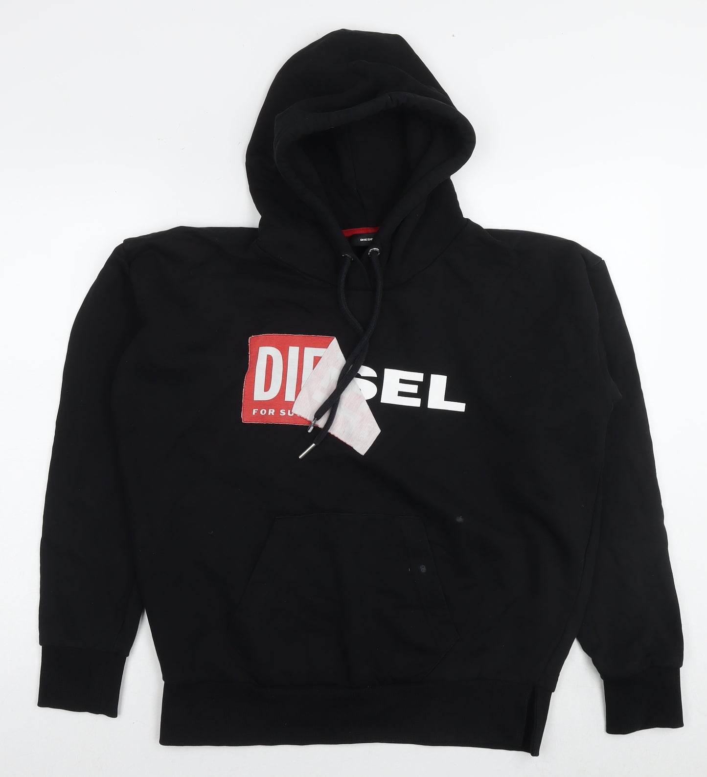 Diesel Mens Black Cotton Pullover Hoodie Size S - Logo