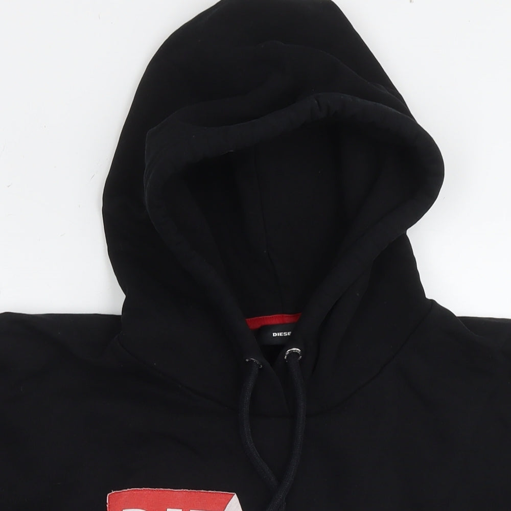 Diesel Mens Black Cotton Pullover Hoodie Size S - Logo