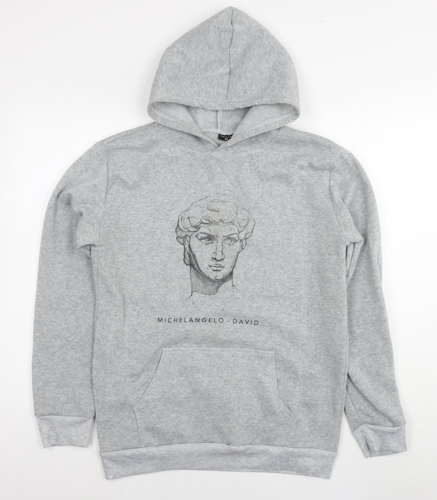 Michelangelo - David Mens Grey Polyester Pullover Hoodie Size S - Logo