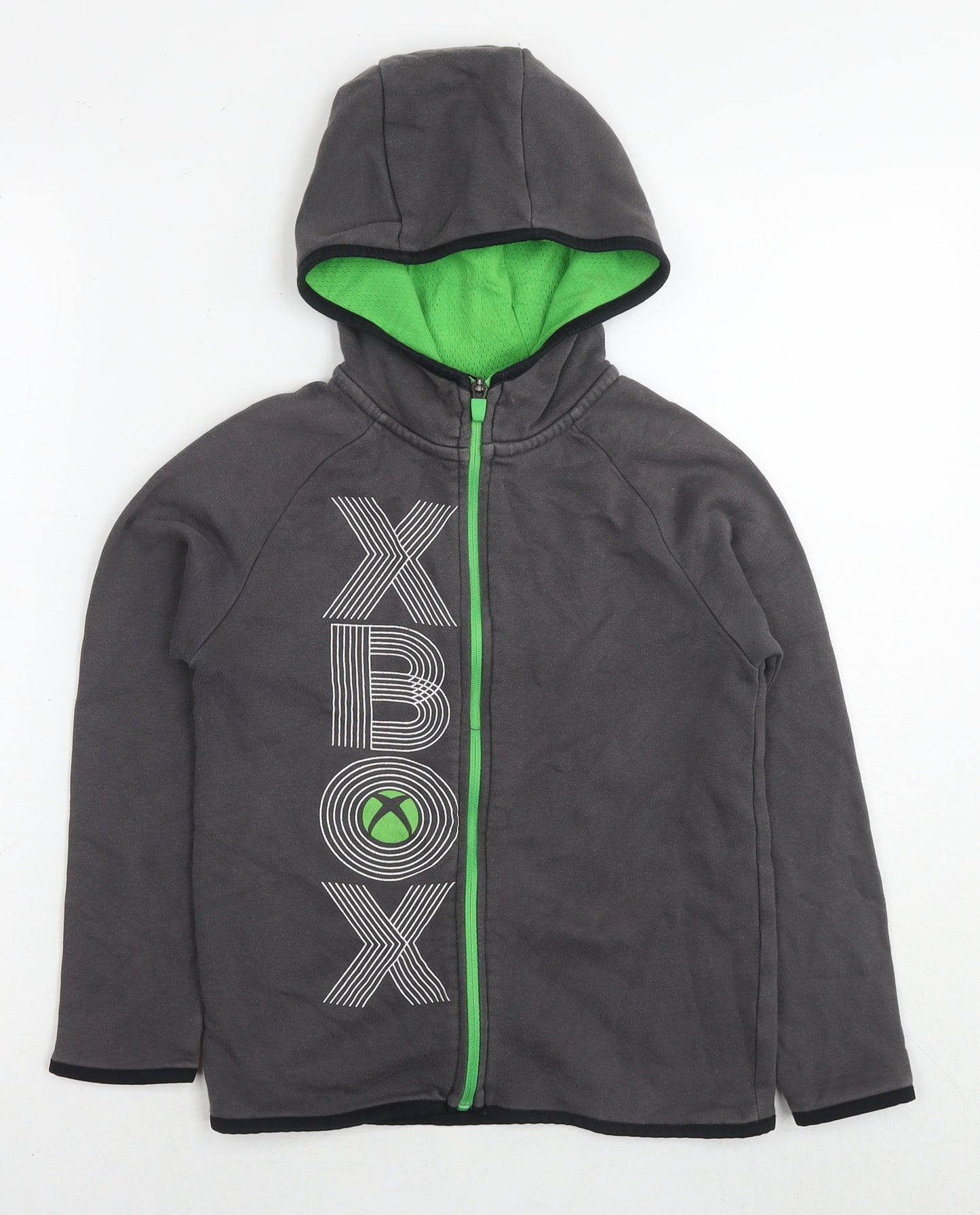 Xbox Boys Grey Cotton Full Zip Hoodie Size 8-9 Years Pullover - Logo