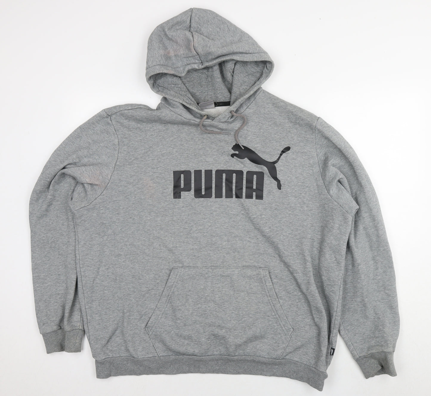 PUMA Mens Grey Cotton Pullover Hoodie Size 2XL - Logo