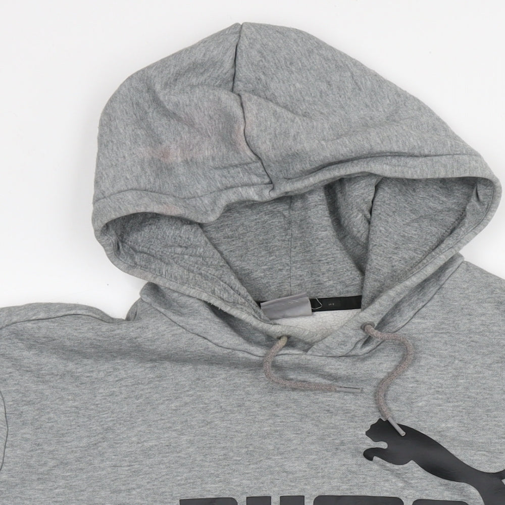 PUMA Mens Grey Cotton Pullover Hoodie Size 2XL - Logo