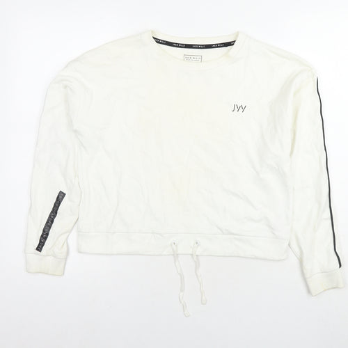 Jack Wills Womens White Cotton Pullover Hoodie Size 10 Pullover - Logo
