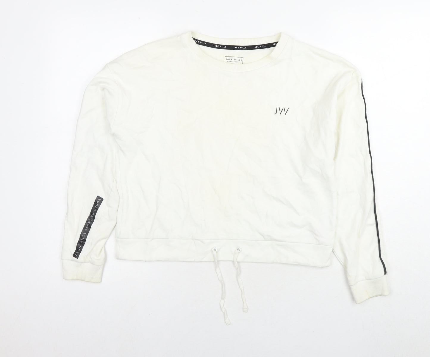 Jack Wills Womens White Cotton Pullover Hoodie Size 10 Pullover - Logo