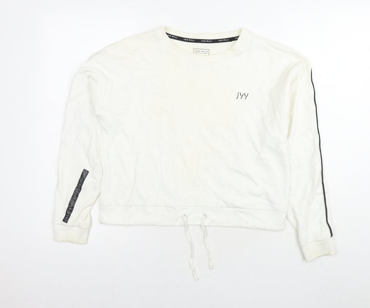 Jack Wills Womens White Cotton Pullover Hoodie Size 10 Pullover - Logo