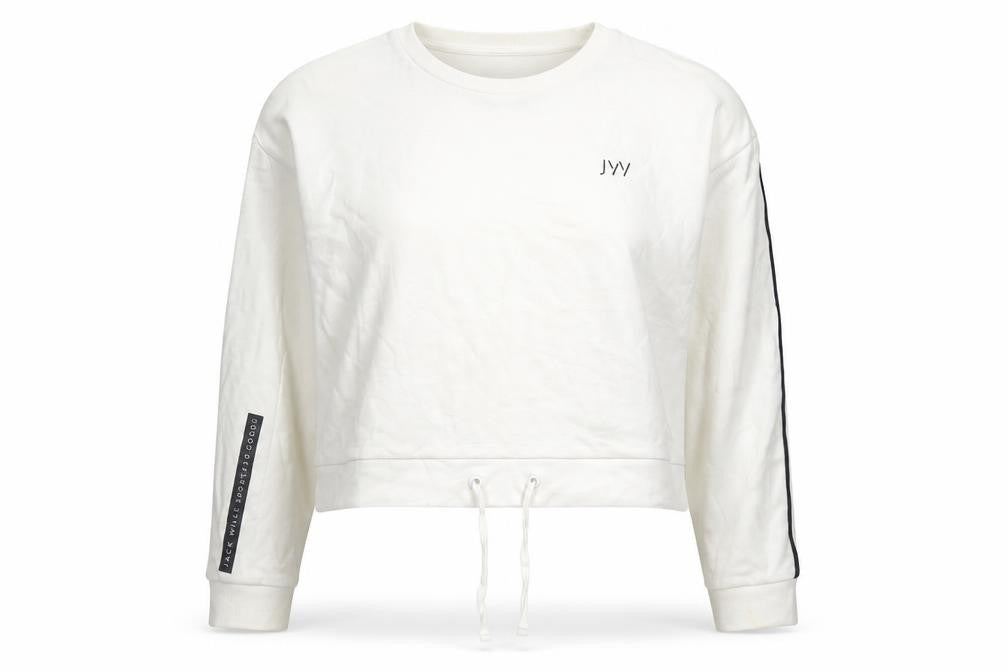 Front view of Jack Wills women’s white cotton pullover hoodie, size UK 10, pullover - logo